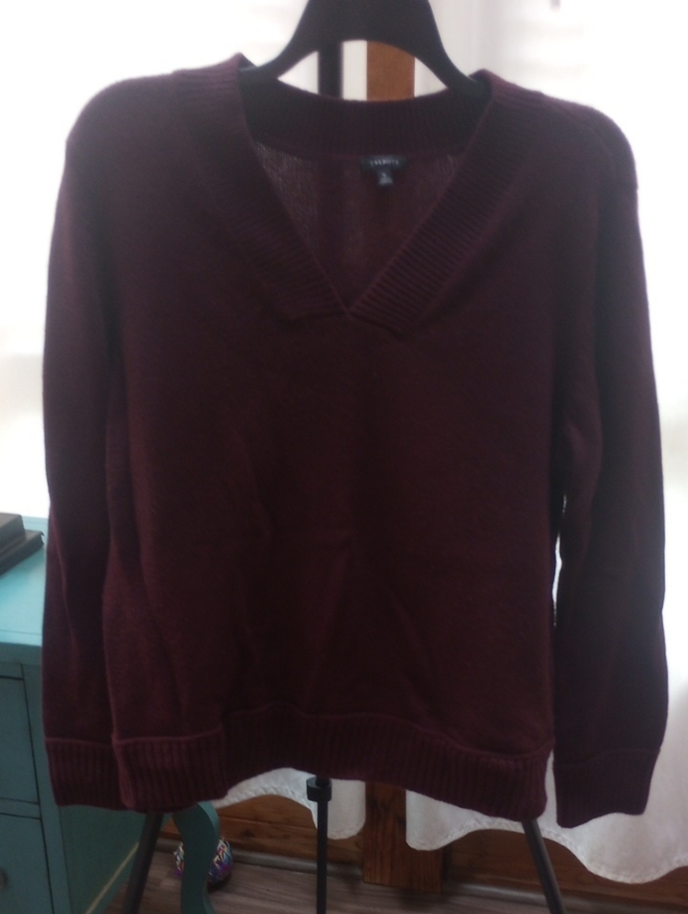 Talbots V-Neck Sweater in Burgundy - Picture 3 of 3